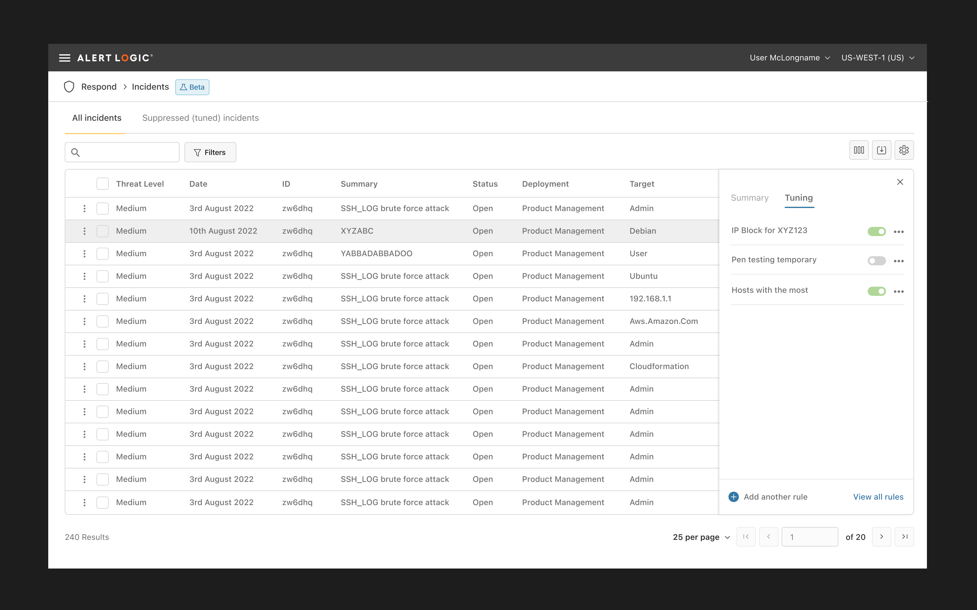 Alert Logic / Fortra project screenshots